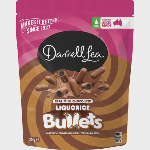 Darrell Lea Liquorice Milk Chocolate Bullets 204g