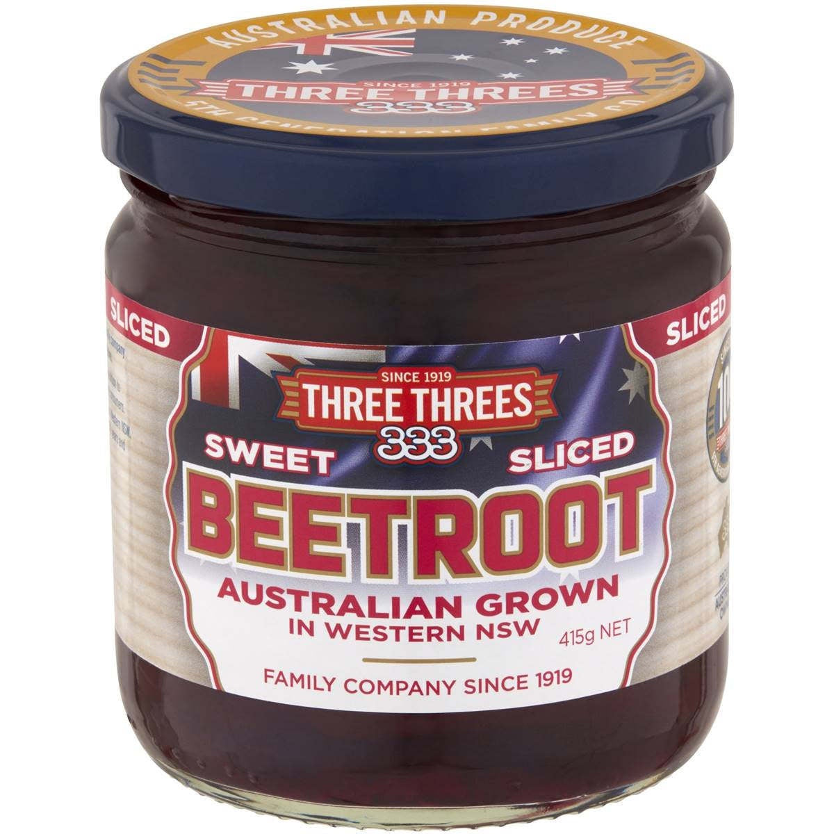 Three Three's Sweet Sliced Beetroot 415g