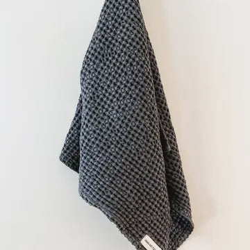 Rustic Waffle Tea Towel - Charcoal