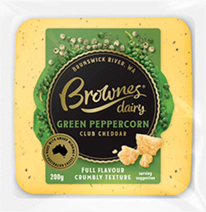 Brownes Club Cheddar Green Peppercorn 200g