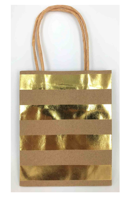 Gift Bag Medium Gold Foil Stripes