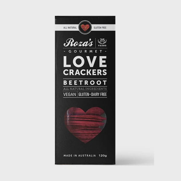 Roza's Gourmet Love Crackers GF Beetroot & Sesame 120g