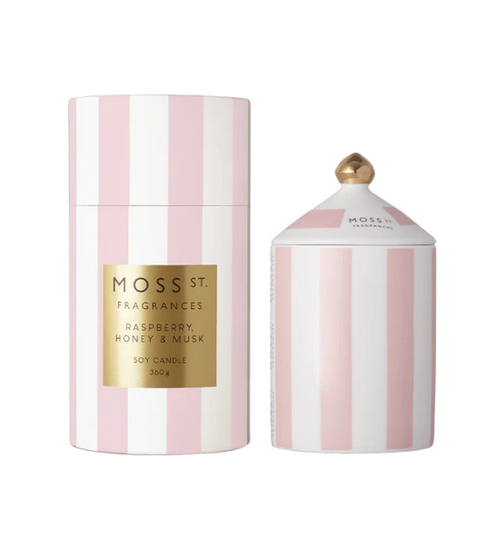 Moss St Ceramic Candle 360g Raspberry, Honey & Musk