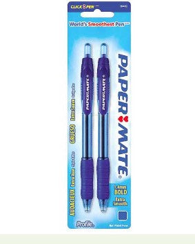 Papermate Pen Retractable Blue 2pk