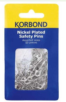 Korbond Safety Pins Silver 50pce