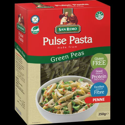 San Remo Pulse Pasta Green Pea Penne GF 250g