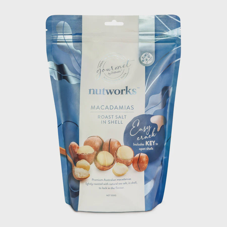 Nutworks Roast Salt Macadamias in Shell 500g