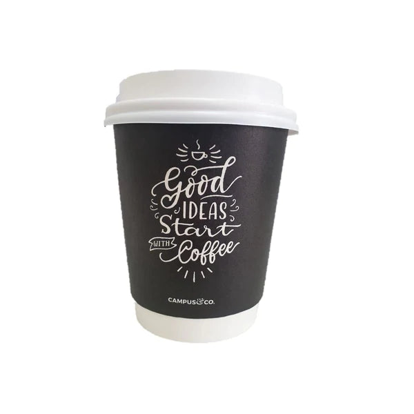 Campus & Co PLA Double Wall Coffee Cup Like it Design on Black 8oz/25 sleeve