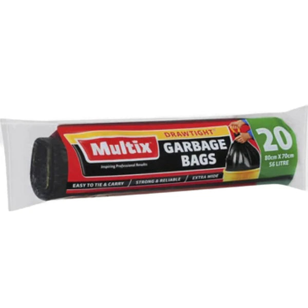 Multix Garbage Bags Drawtight 56L 20pk