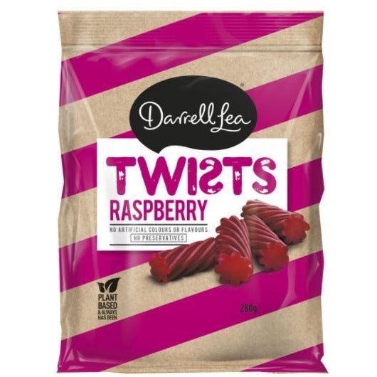 Darrell Lea Twists Raspberry Liquorice 280g