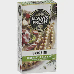 Always Fresh Grissini Rosemary & Sea Salt 125g