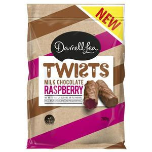 Darrell Lea Twists Milk Choc Raspberry  200g