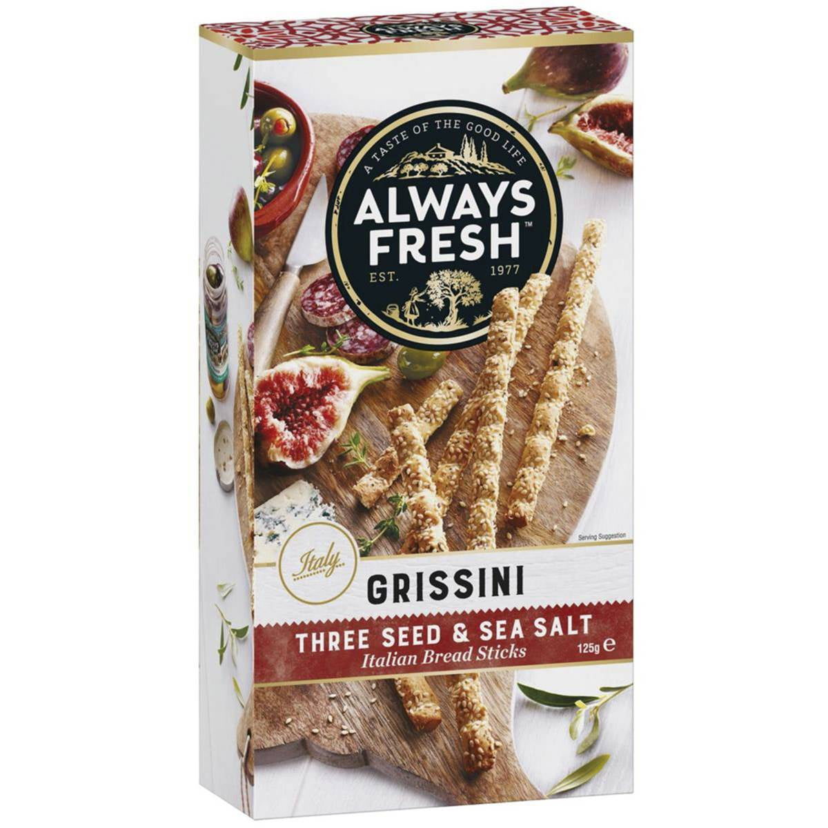 Always Fresh Grissini Three Seed and Sea Salt 125g