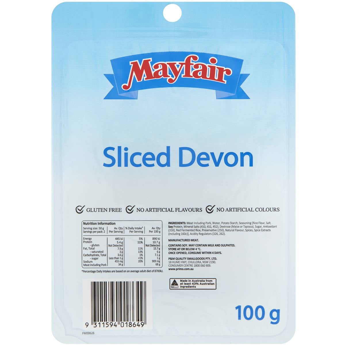 Mayfair Devon Sliced 100g