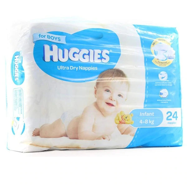 Huggies Ultra Dry Infant Nappies 4-8kg Boy 24pk