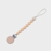 Silicone & Wooden Bead Dummy Clip - Light Pink