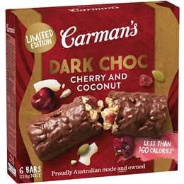 Carmans Bars Dark Choc Cherry & Coconut 6pk/210g