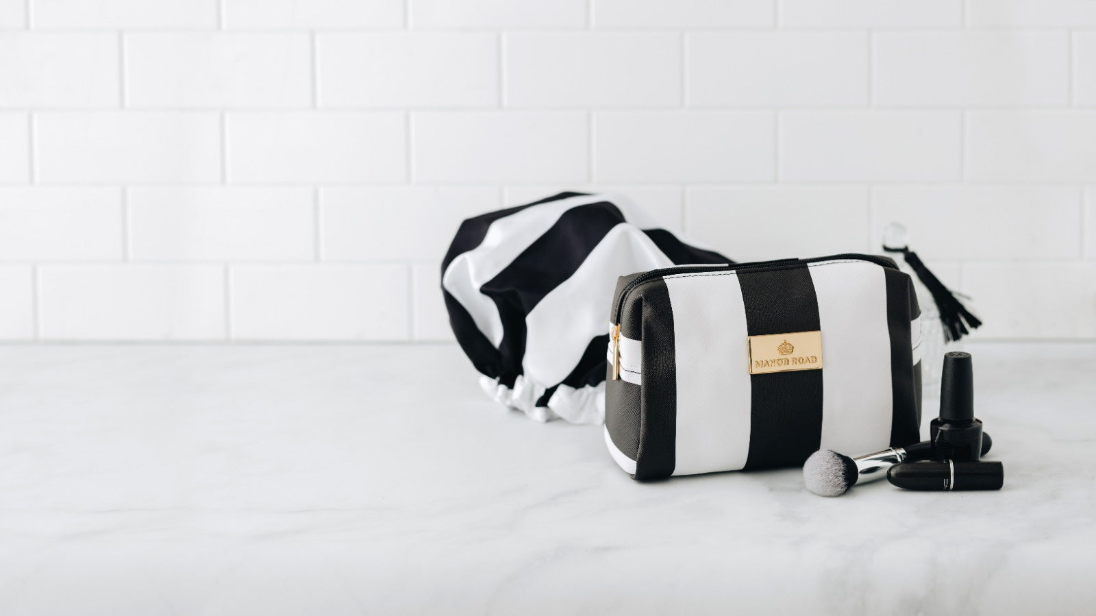 Manor Road Travel Bag Black & White Stripe