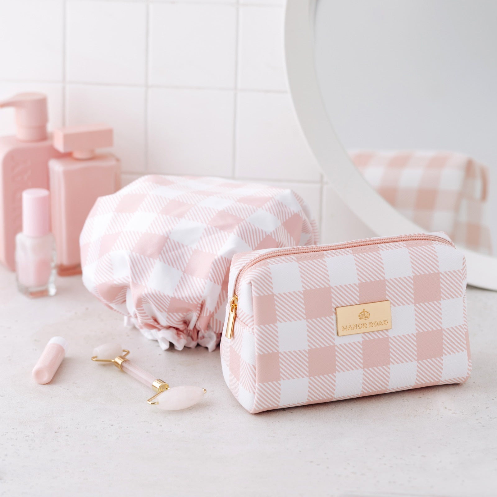 Manor Road Travel Bag Pink Gingham