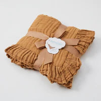 Jiggle & Giggle Frill Hem Muslin Baby Blanket - Biscuit