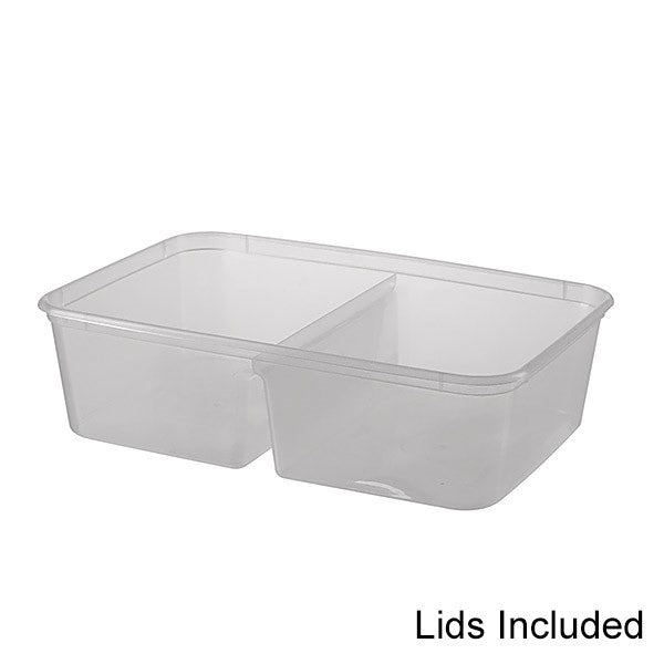 Bonson Plastic Rectangle Container - 2 Comp. (5) + Lids