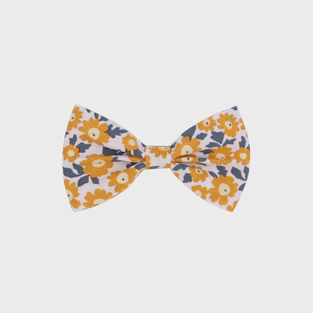 Girls Scarf Clips - Mustard Floral Bow (1)