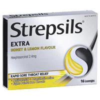 Strepsils Extra Honey & Lemon Rapid Sore Throat Relief with Anaesthetic 16pk