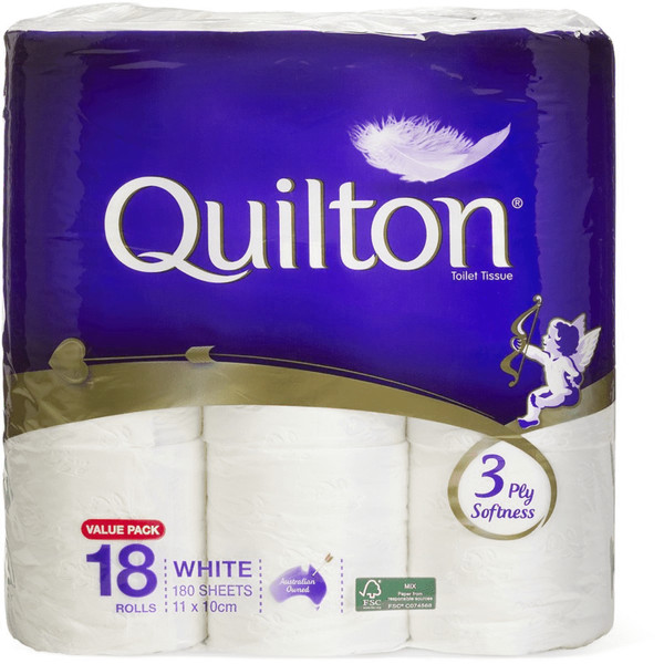 BULK ORDER Quilton 3 ply Toilet Tissue (5pks x 18 rolls)