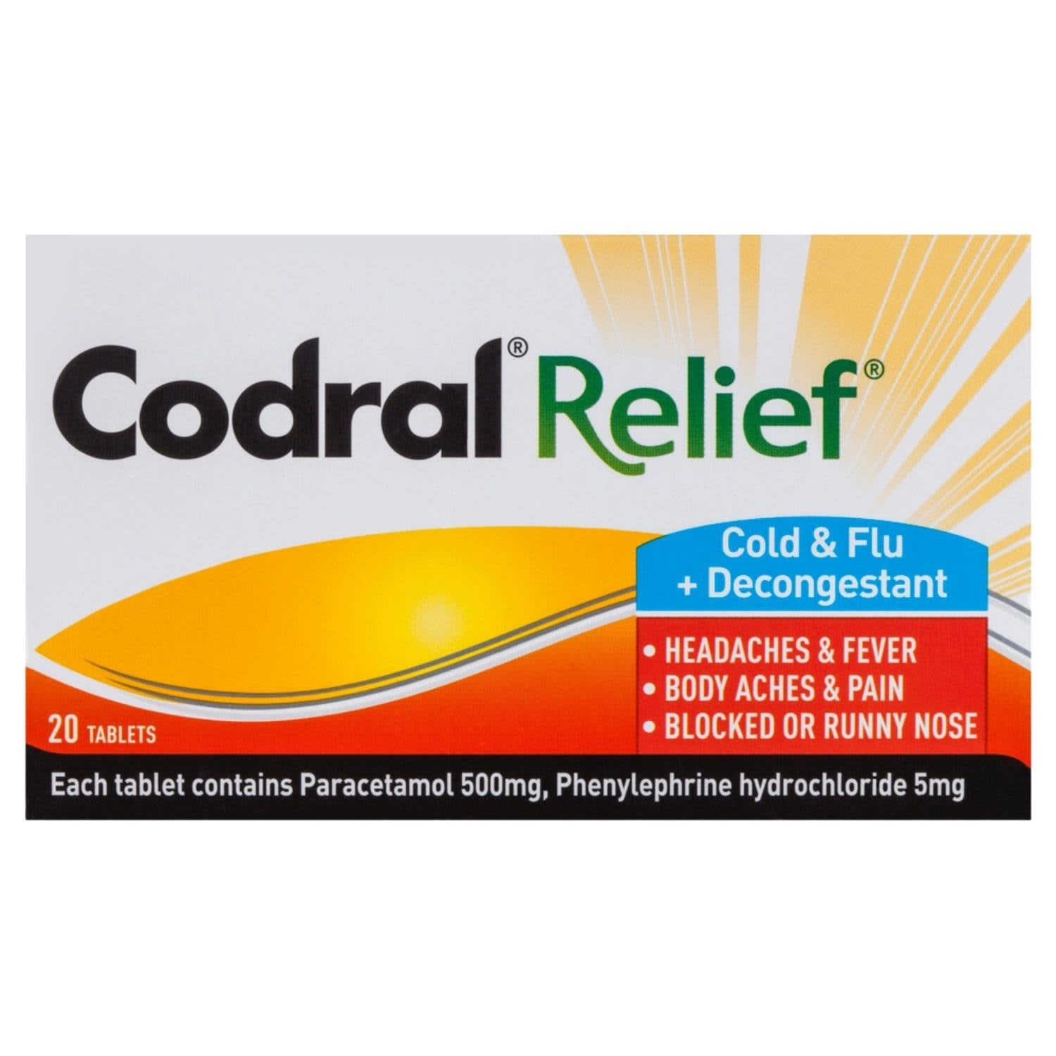 Codral Relief Cold & Flu + Decongestant Tab 20pk