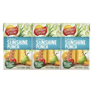 Golden Circle Juice Poppers Sunshine Punch 250ml 6pk