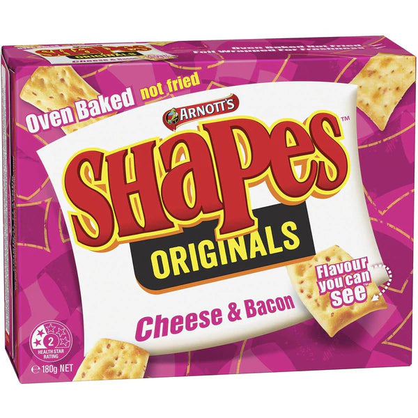 Arnott's Shapes Biscuits Cheese & Bacon 180g *