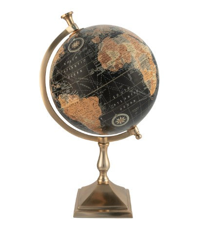 Black Globe on Gold Stand