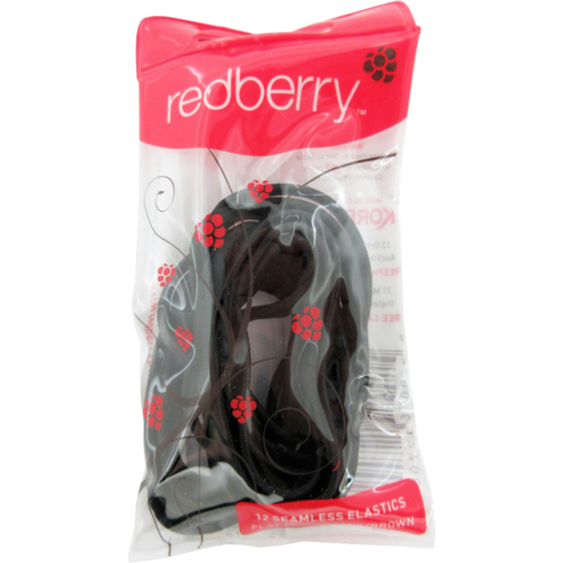 RedBerry Seamless Hair Elastic 12pk Blk/Brn Flat Thick