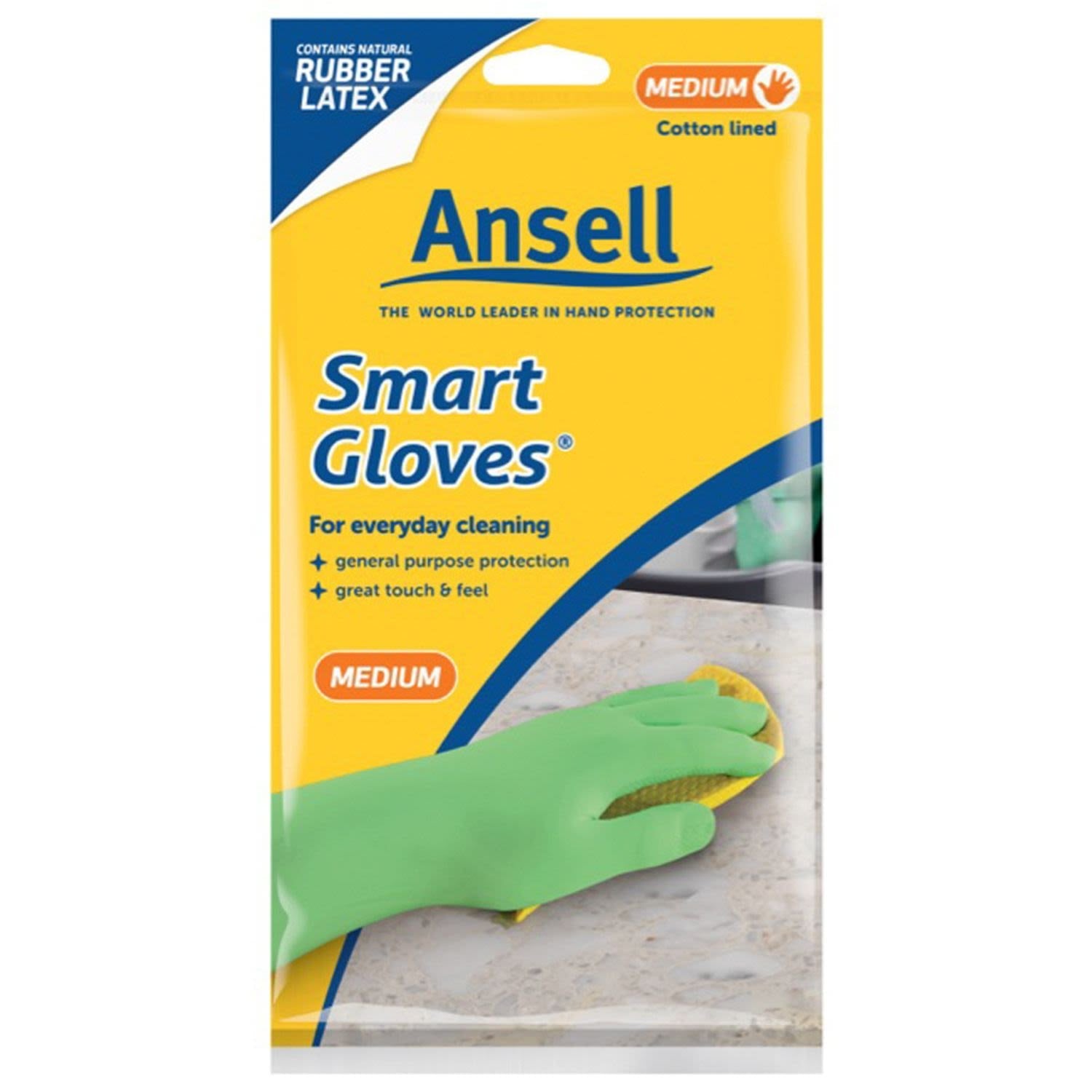 Ansell Gloves Latex Cotton Lined Medium 1pr