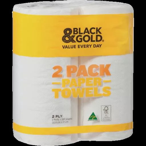 Black & Gold Paper Towel 2 Ply - 2pk