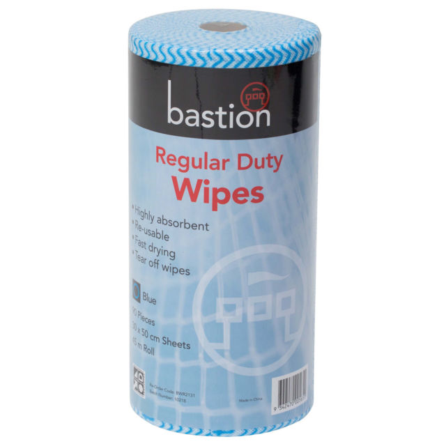 Bastion Heavy Duty Wipes 90/Roll Blue