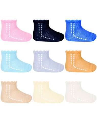 Condor Perle Ankle Socks With Open Side Work (Multiple Colours)