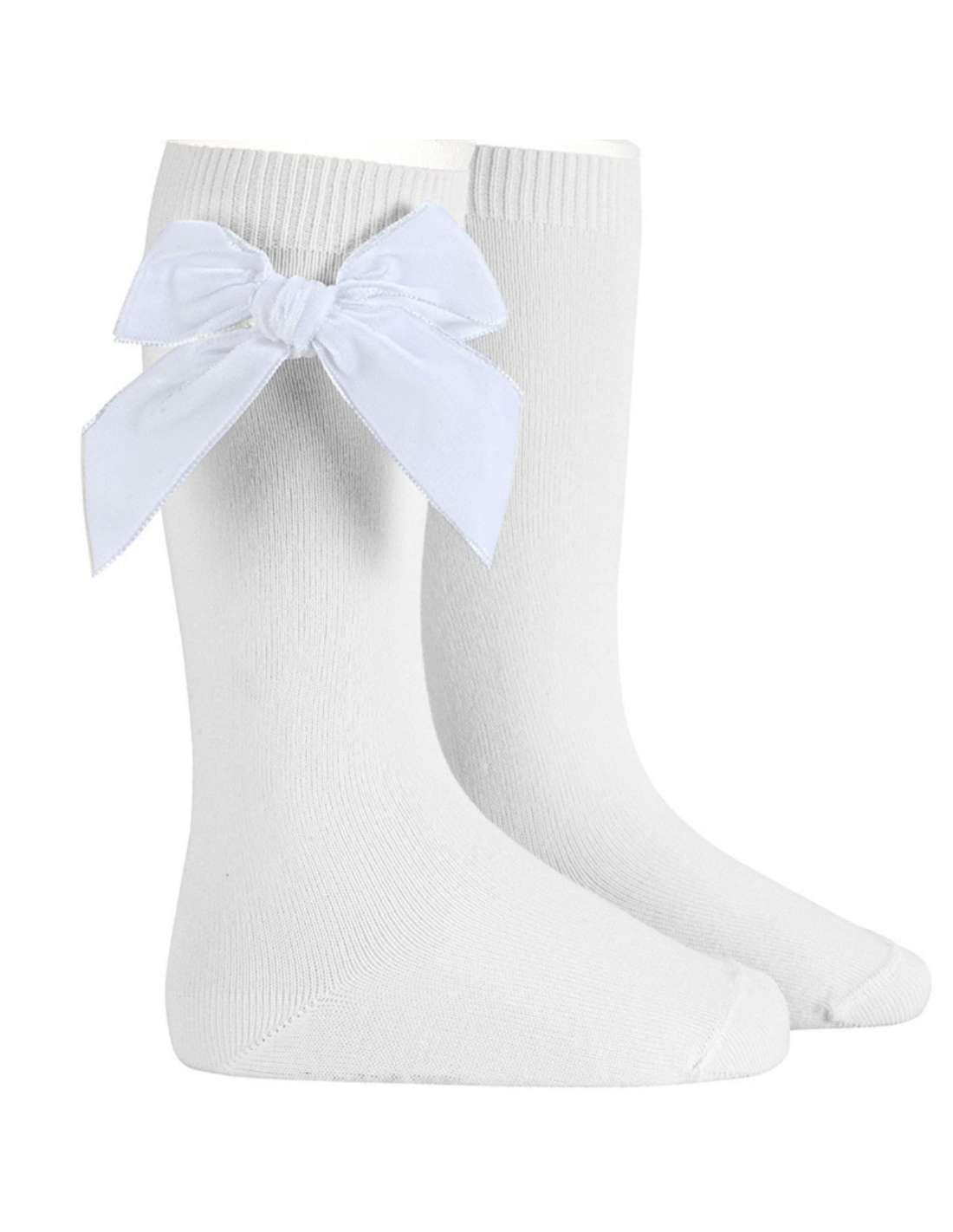 Condor Knee High Plain Sock With Velvet Bow (Multiple Colours)