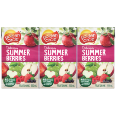 Golden Circle Summer Berries Juice Poppers 250ml 6 pk